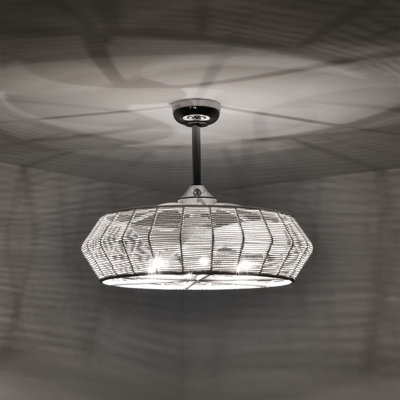 Akasha 28 Inch Rattan Rope Fandelier 6 Light With Remote - Beige - Image 0