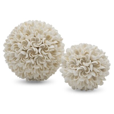 Decorative Florette Sea Shell Ball Sculpture- Set Of 2 - Image 0