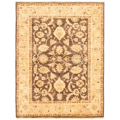 One-of-a-Kind Ladores Hand-Knotted 2010s Ushak Dark Brown/Ivory 4'10" x 6'8" Wool Area Rug - Image 0
