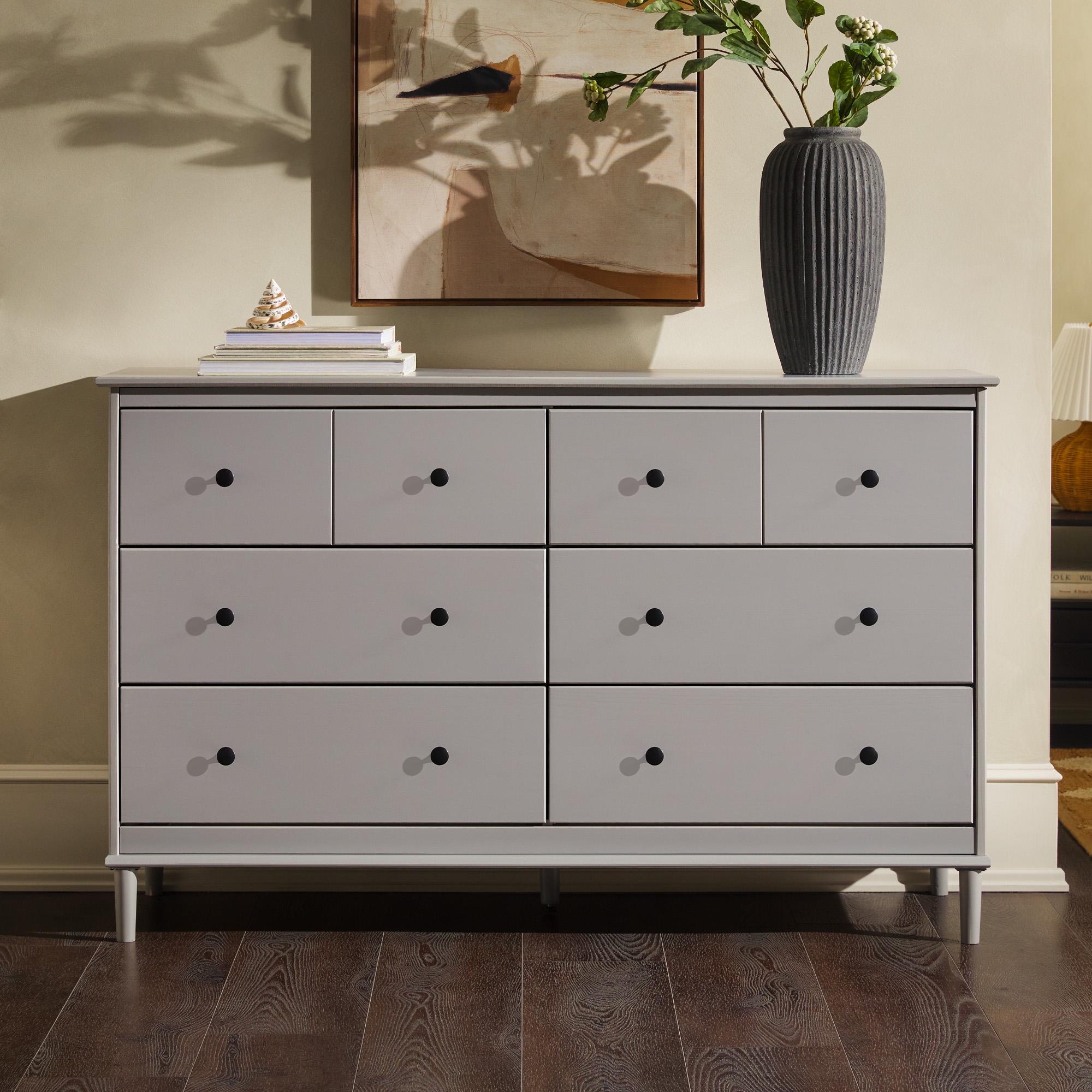 Classic 6-Drawer Solid Wood Dresser - Grey - Image 4