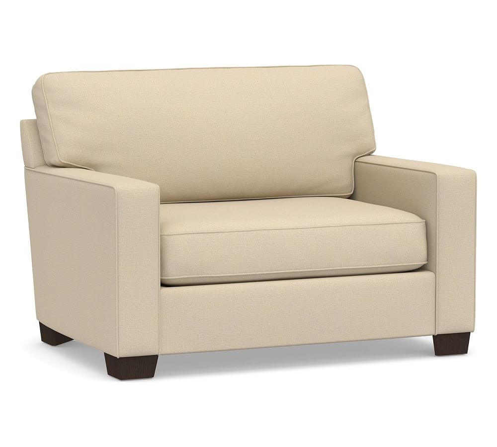 Buchanan Square Arm Upholstered Twin Sleeper Sofa, Polyester Wrapped Cushions, Park Weave Oatmeal - Image 0