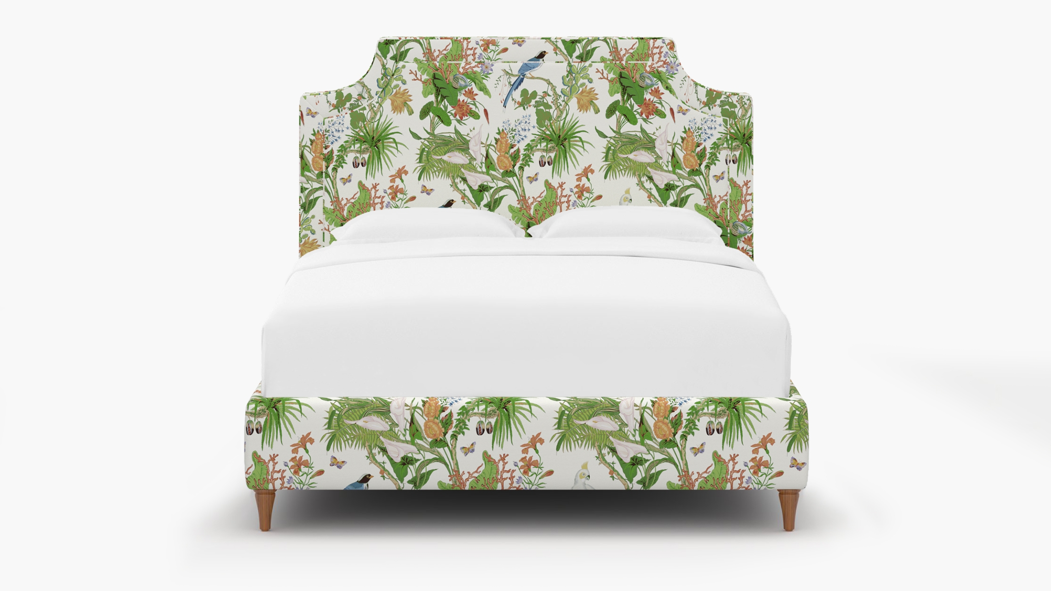 Deco Bed, White Cinque Terra, Walnut Decorative Tapered Leg, Full - Image 0