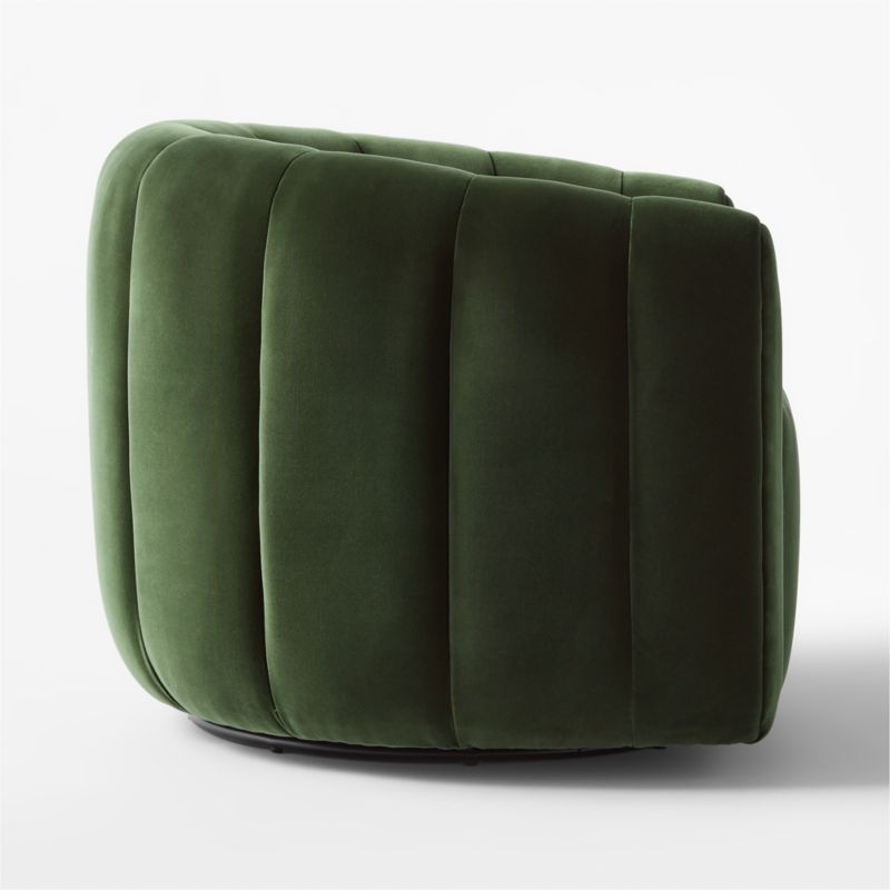 Fitz Channeled Green Velvet Swivel Chair - Image 3