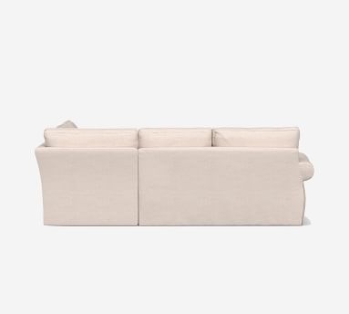 Pearce Roll Arm Slipcovered Left Loveseat Return Bumper Sectional, Down Blend Wrapped Cushions, Performance Slub Cotton White - Image 4