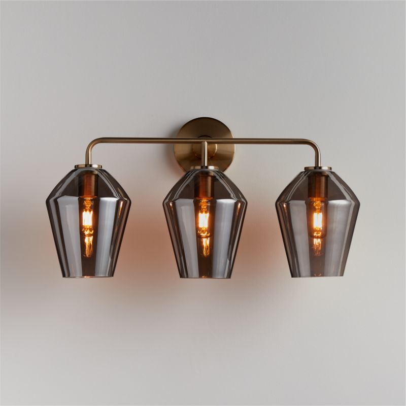 Arren Brass 3-Light Wall Sconce with Silver Angled Shades - Image 1