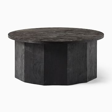 WE Exton Collection Faceted Coffee Table, Coffee Bean/Blackened Oak, Round 41" - Image 1