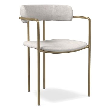 Lenox Dining Chair, Performance Coastal Linen, Stone White, Blackened Brass - Image 0