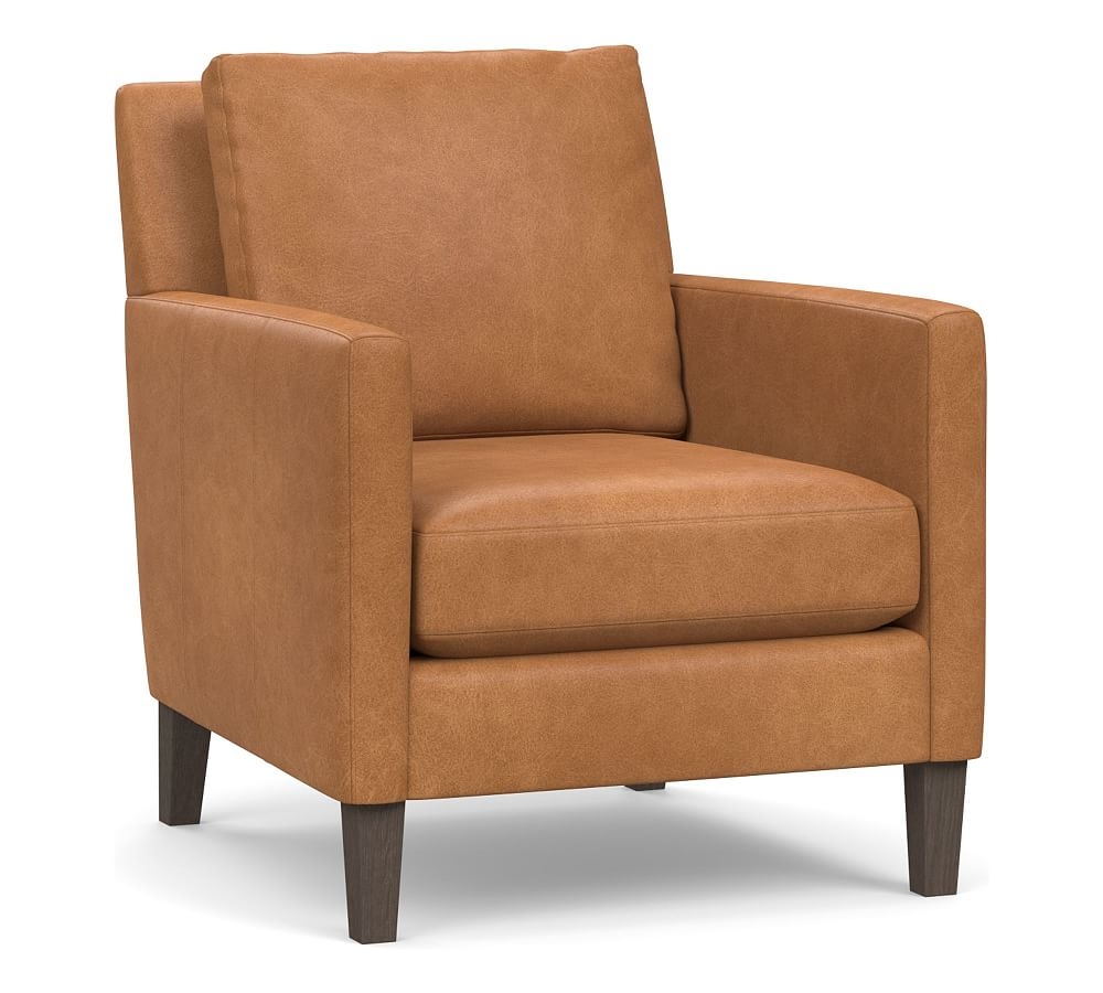 Felix Leather Armchair, Polyester Wrapped Cushions, Churchfield Camel - Image 0