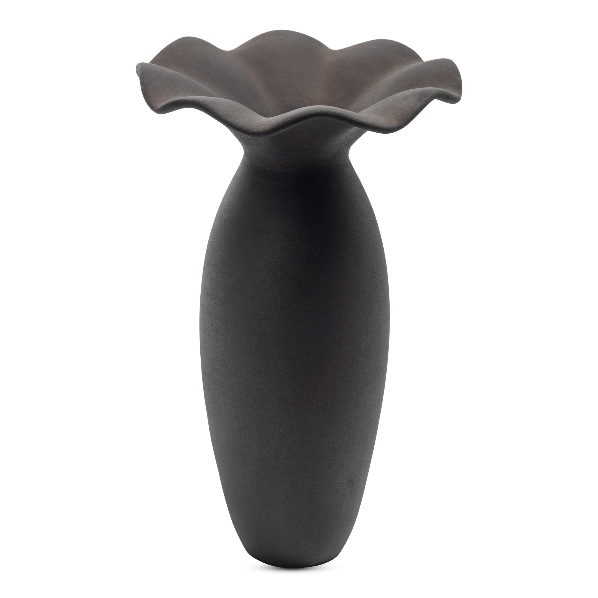 Ruffle 16 Inch Decorative Vessel Black - Image 0