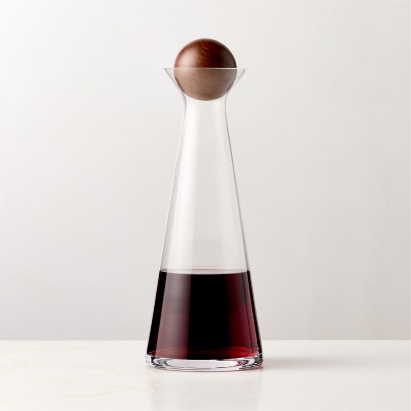 Pico Glass Decanter with Wood Stopper Wide 68 oz - Image 1