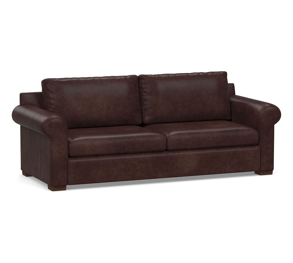 Shasta Roll Arm Leather Sofa 83.5", Polyester Wrapped Cushions, Statesville Espresso - Image 0