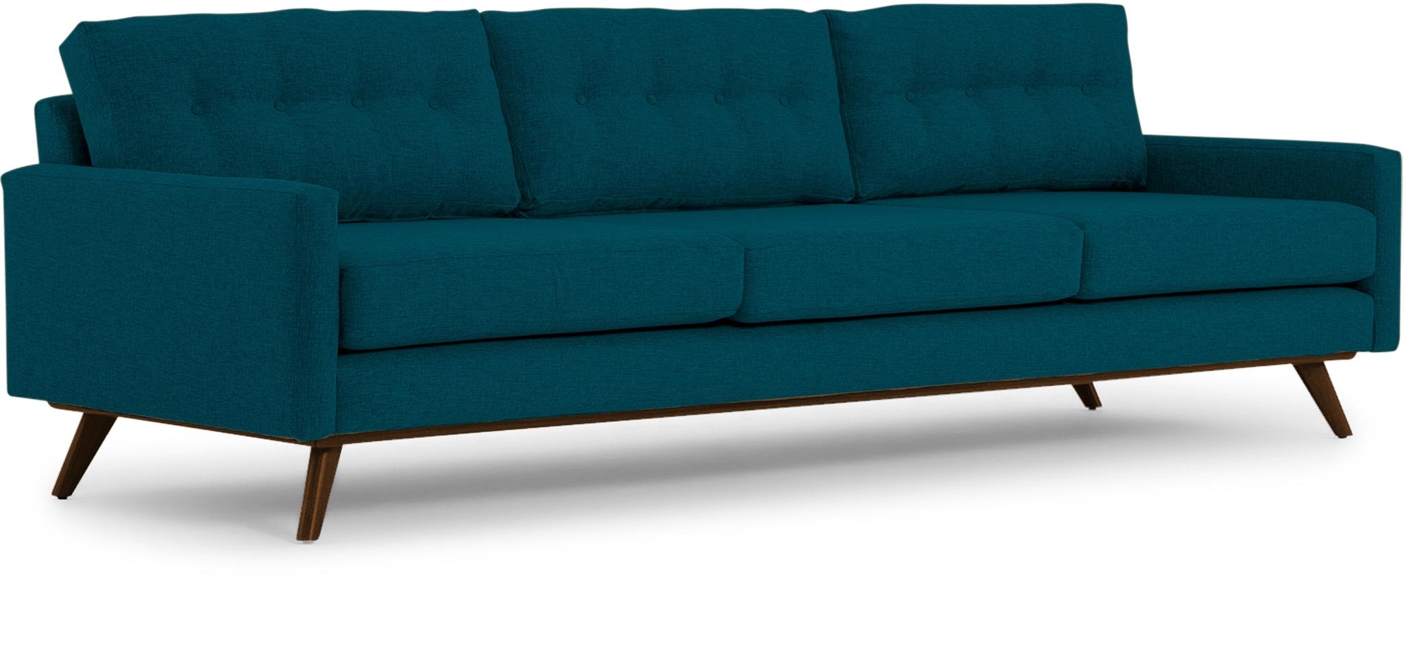 Blue Hopson Mid Century Modern Grand Sofa - Key Largo Zenith Teal - Mocha - Image 1