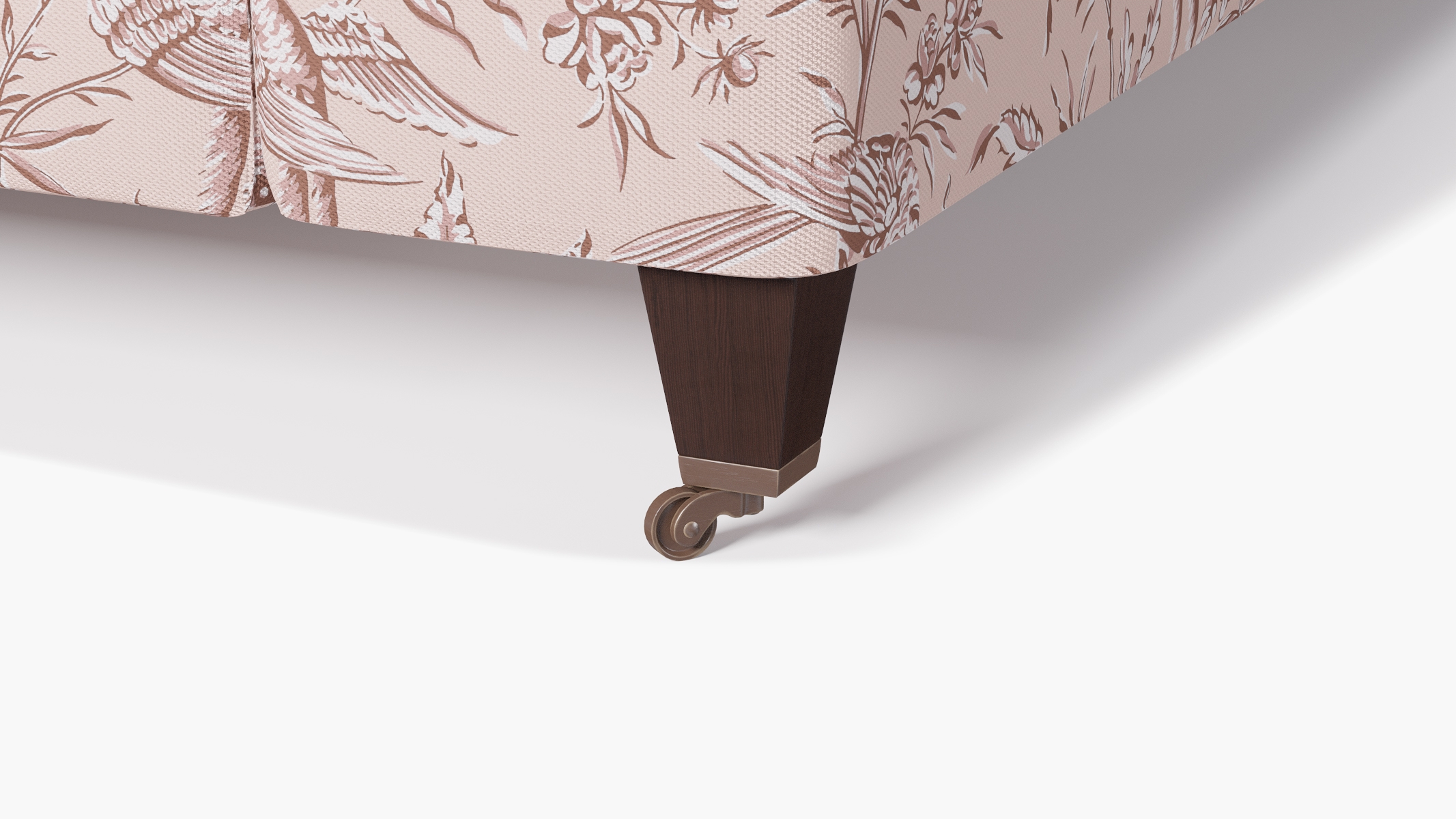 Classic Sofa, Blush Aviary, Espresso with Antique Brass Caster - Image 6