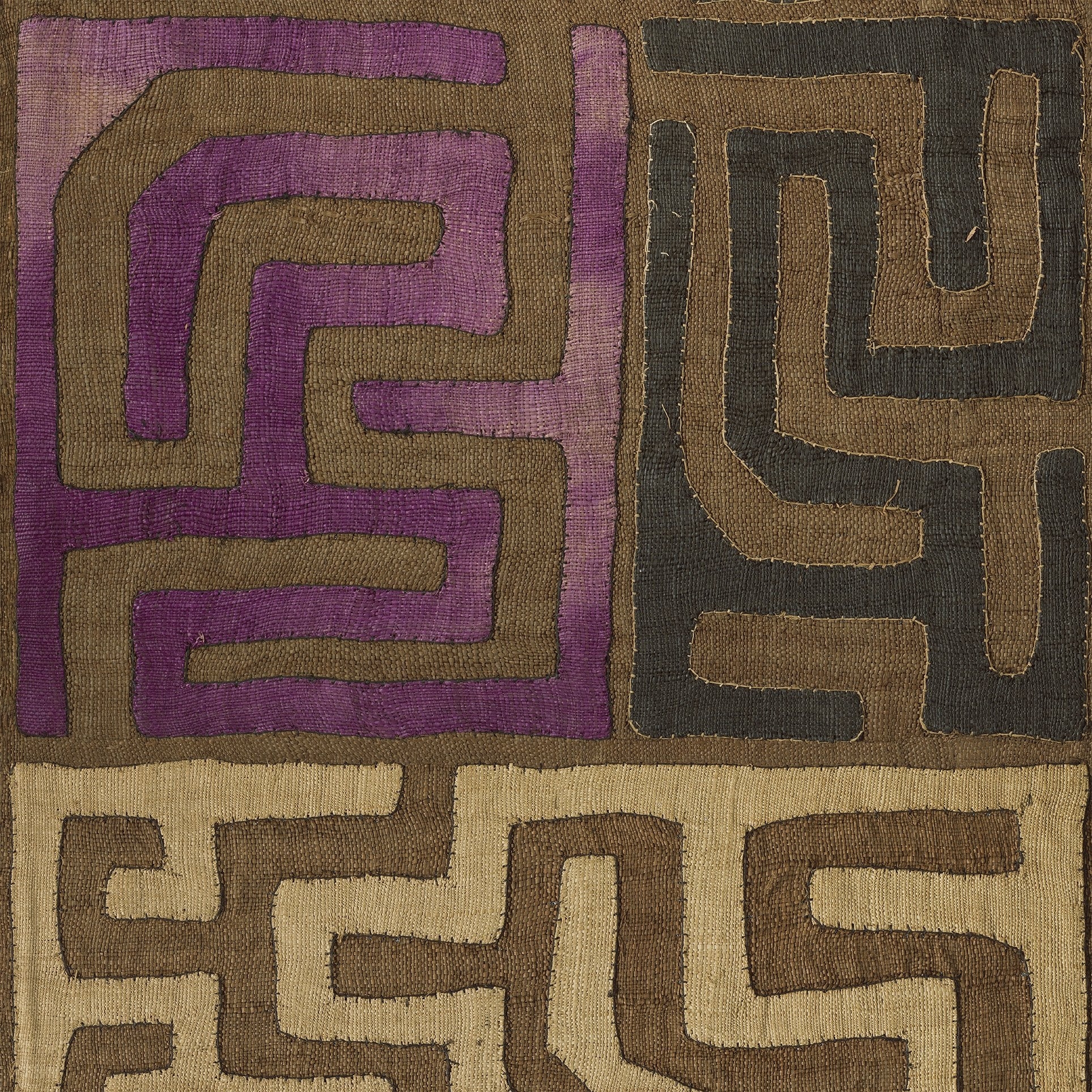 Plum Patchwork Kuba Cloth Wallpaper - Image 1