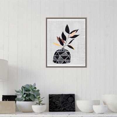'Decorated Vase with Plant IV' by Melissa Wang - Floater Frame Print on Canvas - Image 0