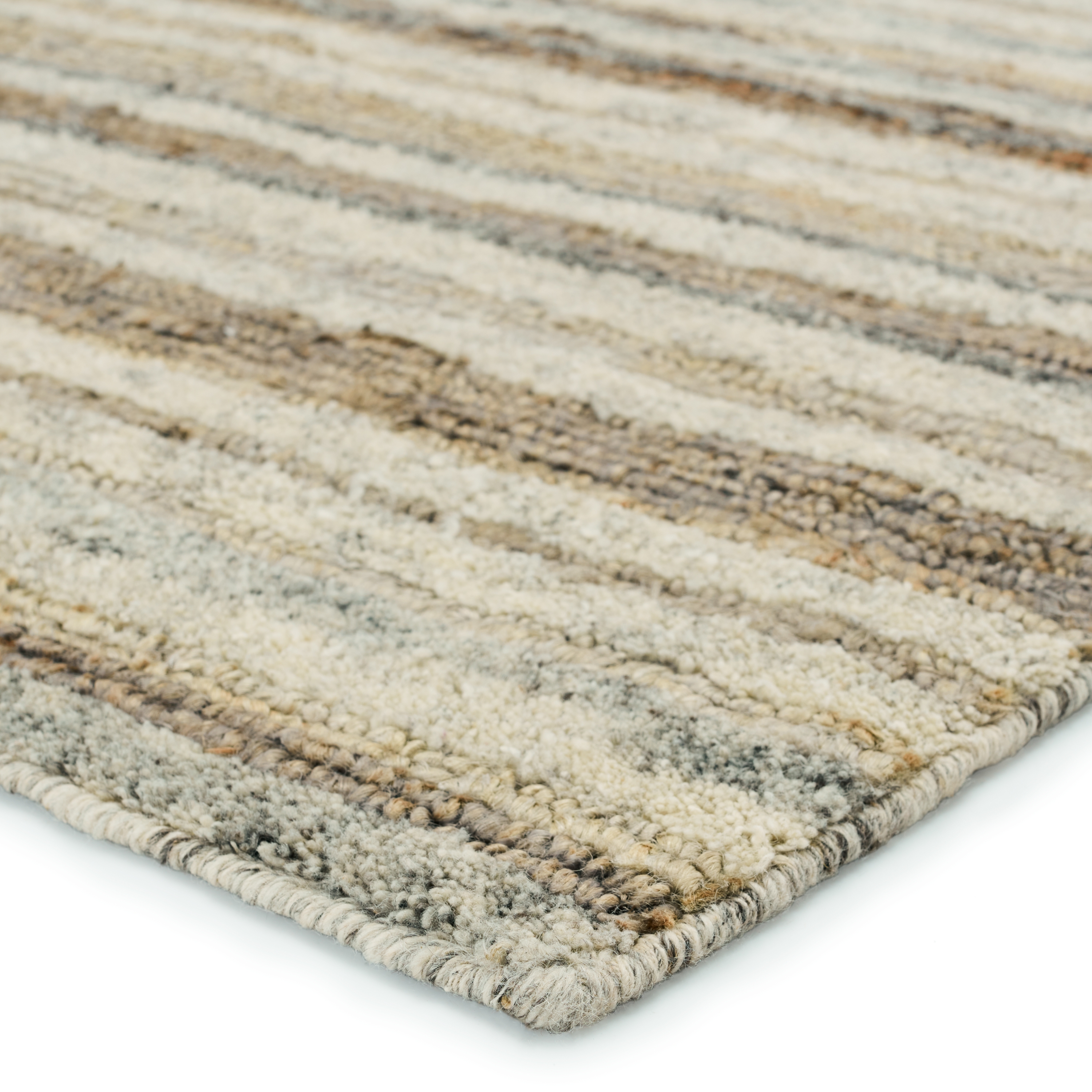 Tikka Handmade Striped Cream/ Gray Area Rug (2'X3') - Image 1