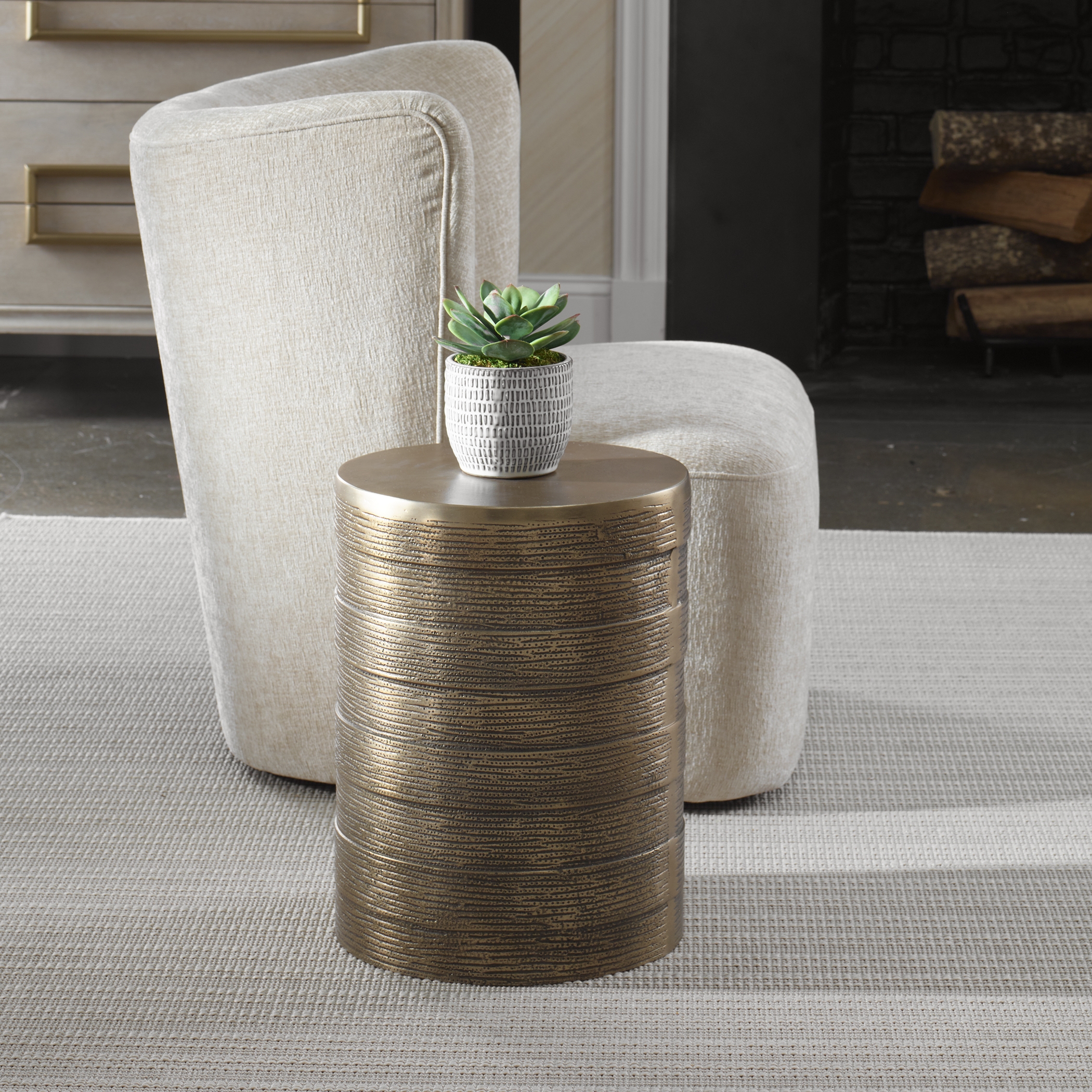Odin Antique Brass Accent Table - Image 1