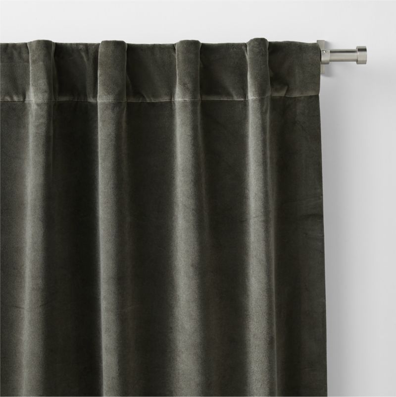Ficus Green Cotton Velvet Window Curtain Panel 48"x84" - Image 2