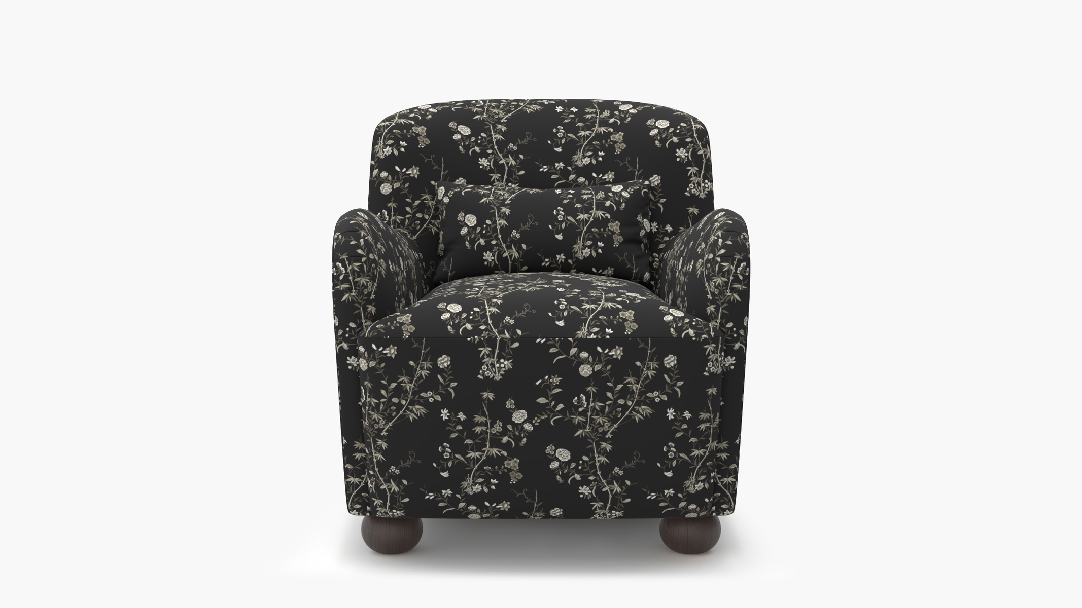 Club Chair, Black Bamboo Garden, Espresso Bun Foot - Image 0