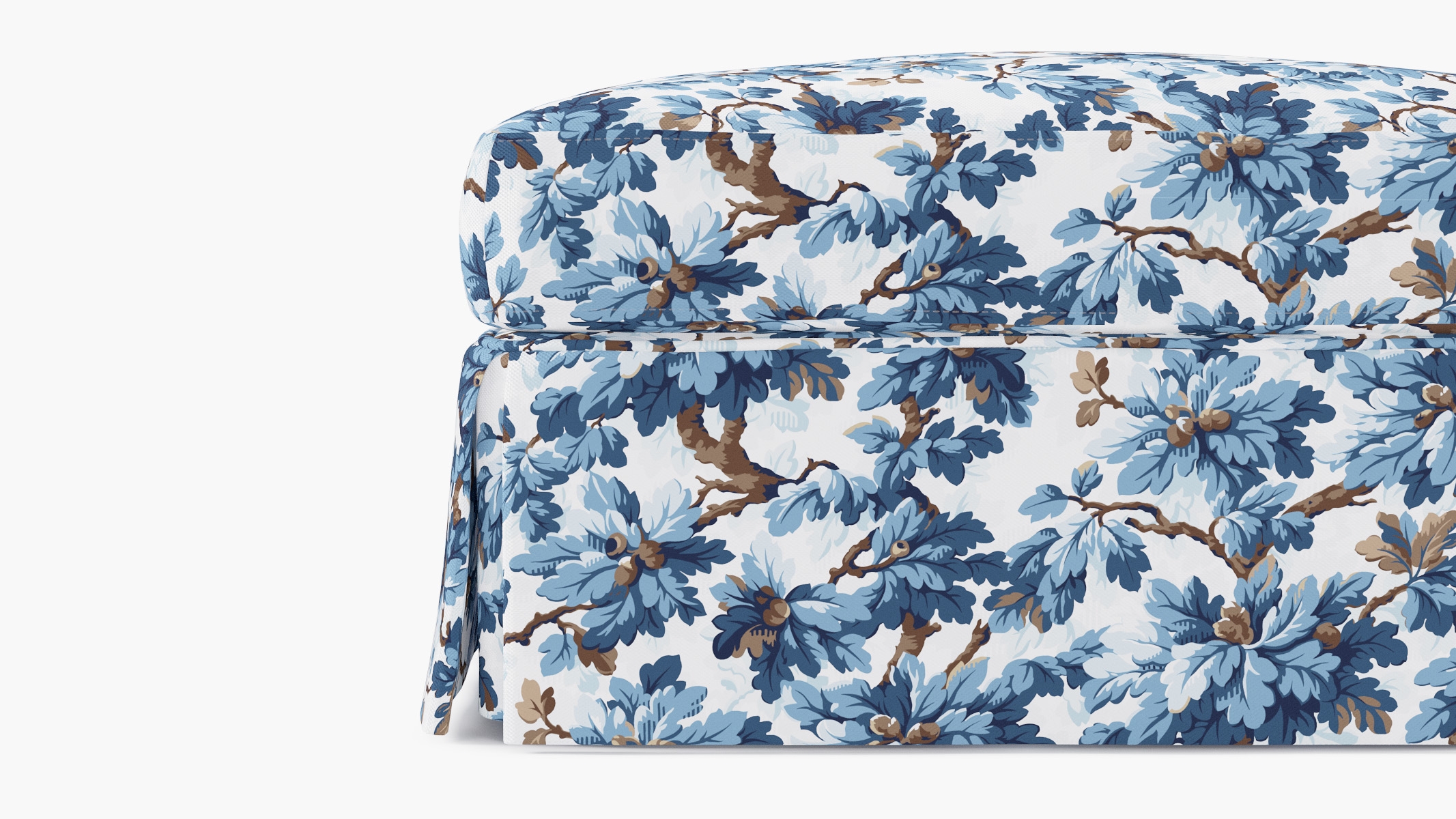 Skirted Cocktail Ottoman, Delft Woodland - Image 2