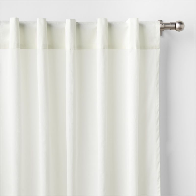 Pampas Ivory Organic Cotton Voile with Satin Border Sheer Window Curtain Panel 44"x84" - Image 1