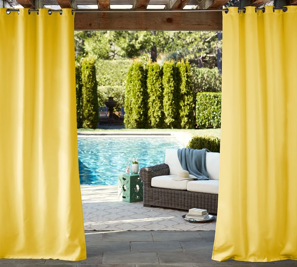 Outdoor Grommet Solid Cast Curtain, Sunbrella(R) Cast, Citrus, 48"x84" - Image 0
