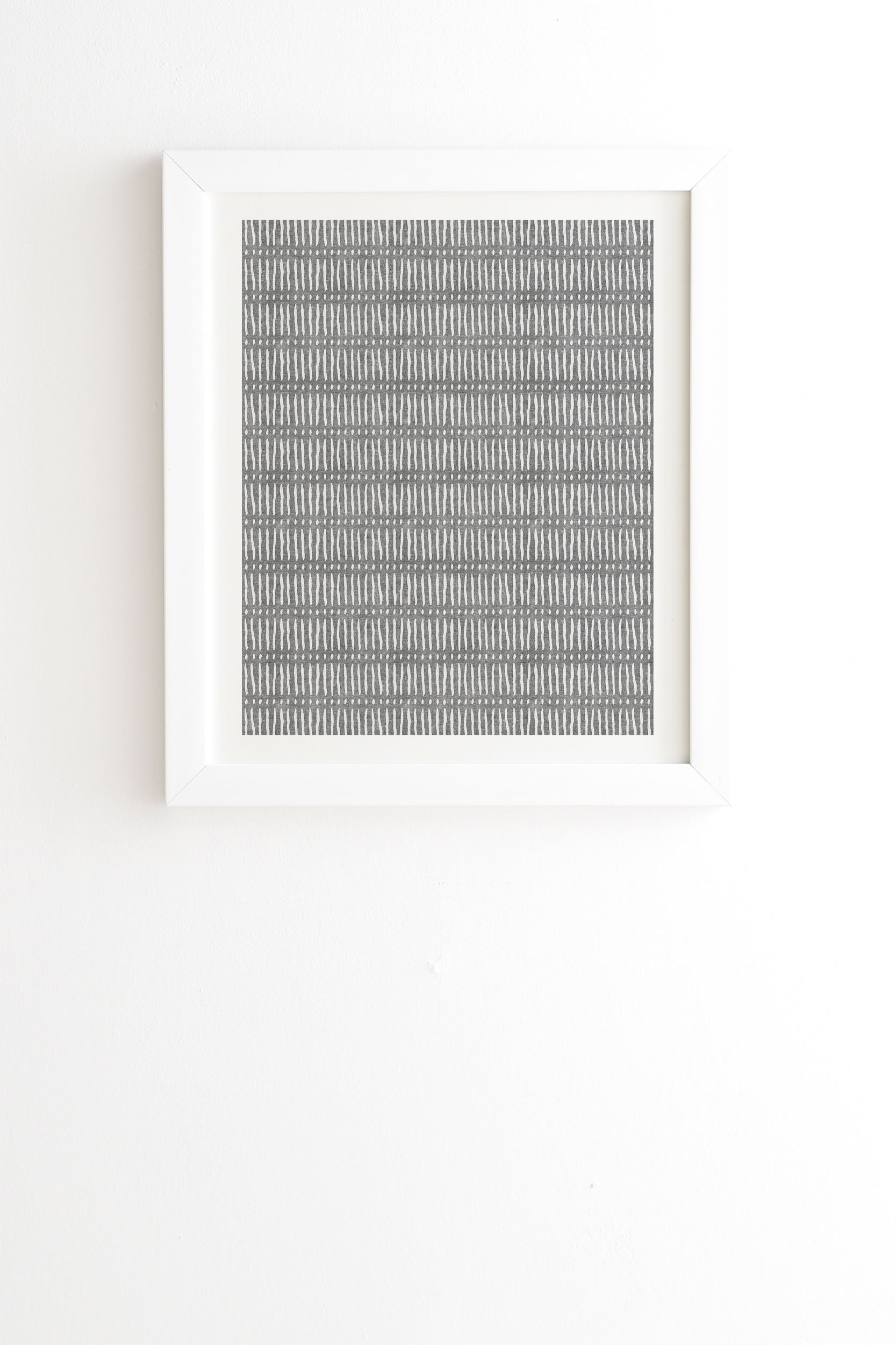 Mud Cloth Dash Gray by Little Arrow Design Co - Framed Wall Art Basic White 30" x 30" - Image 0
