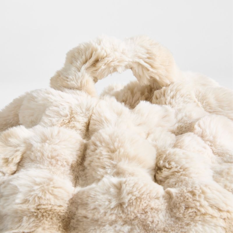 Arctic Ivory Textured Faux Fur 30" Lounge Bean Bag Chair - Image 2