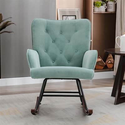 30.31" W Tufted Velvet Wingback Chair - Image 0