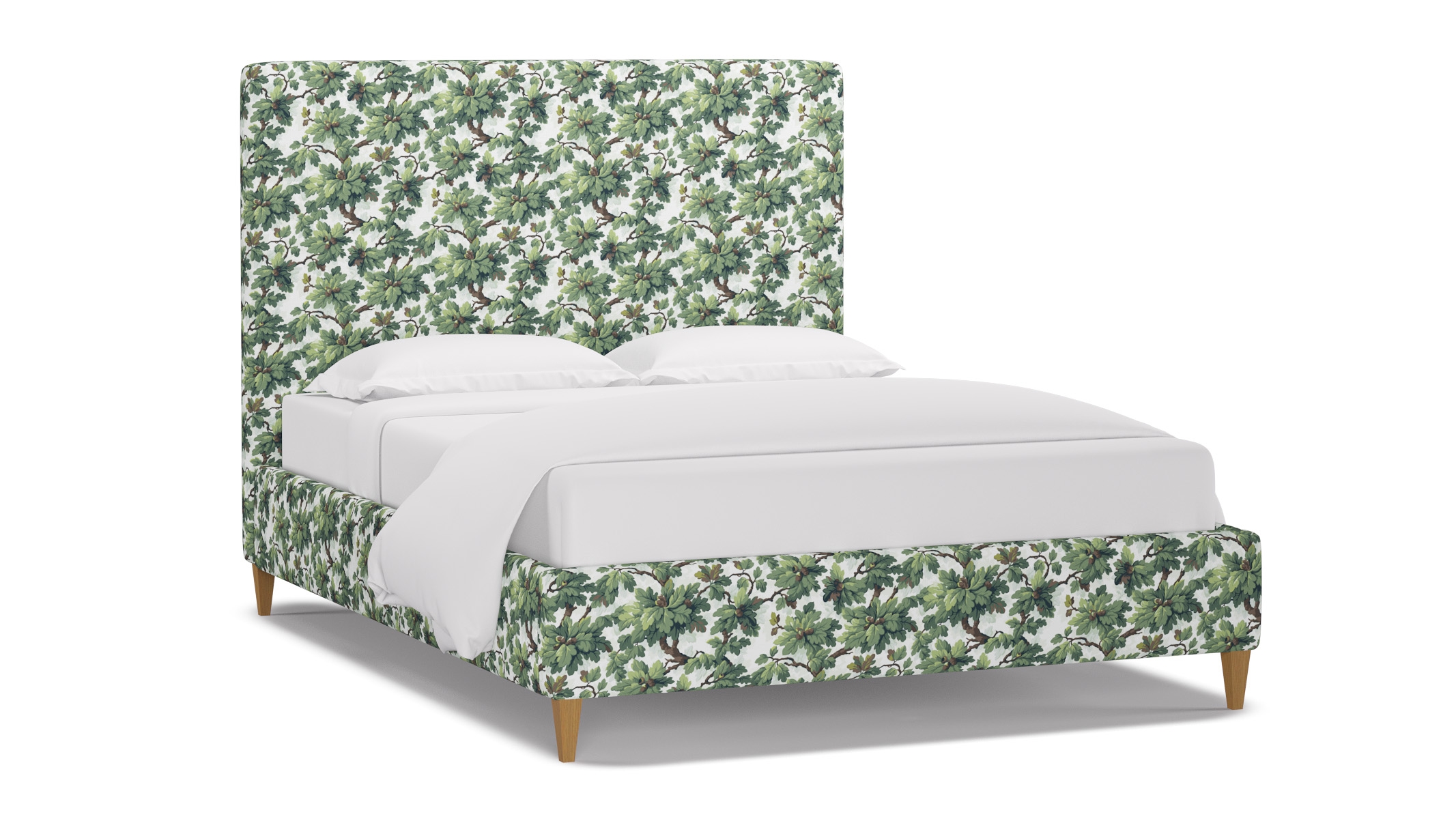 Classic Bed, Vert Woodland, Natural Square Tapered Leg, Queen - Image 1