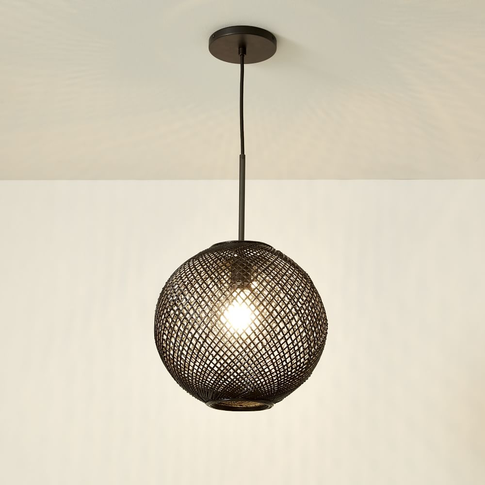 Woven Globe " Pendant Dark Bronze Black (14"") - Image 0