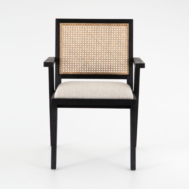 Annette Black Upholstered Cane Dining Chair - Image 5