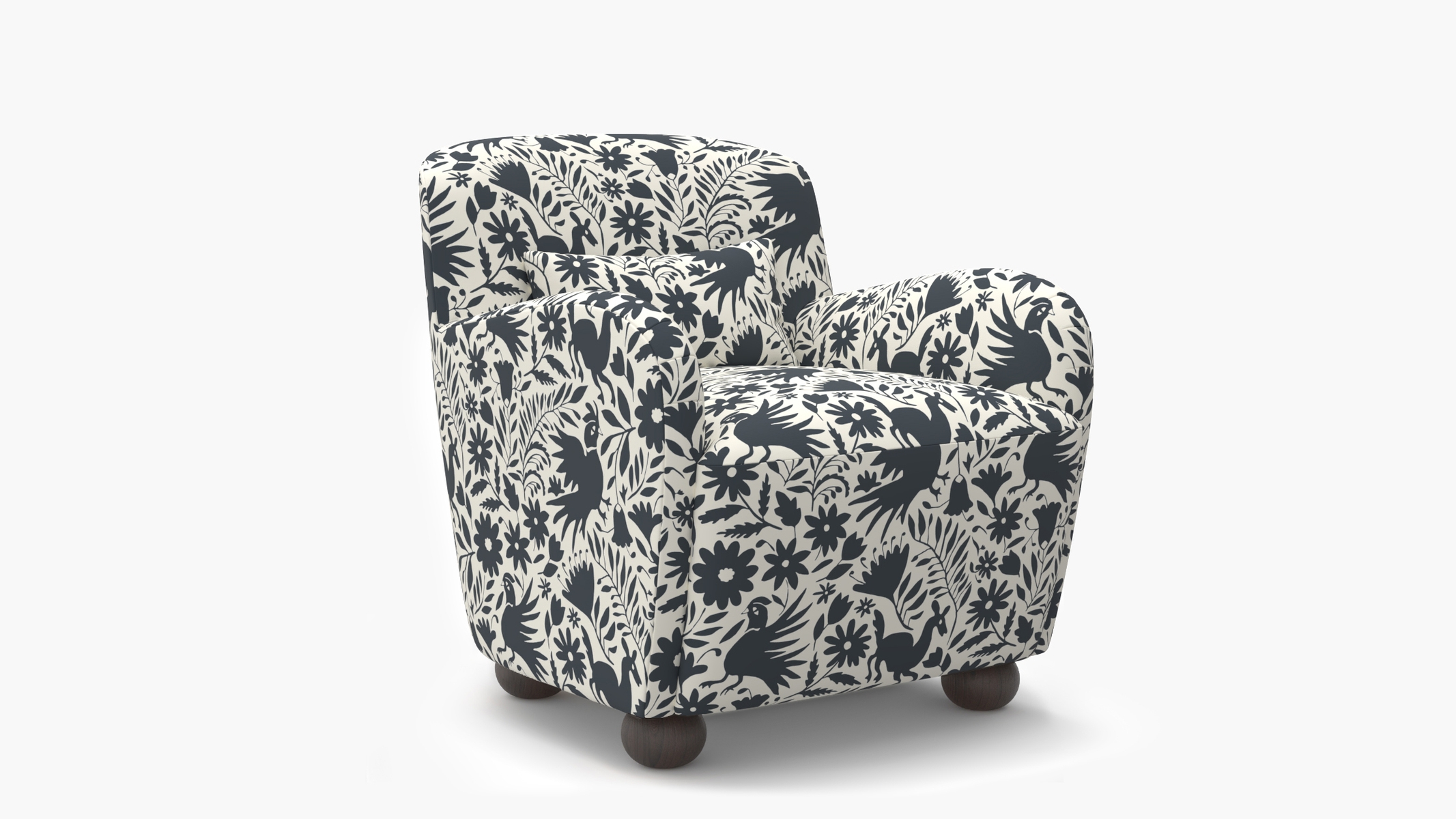 Club Chair, Ink Frida, Espresso Bun Foot - Image 1