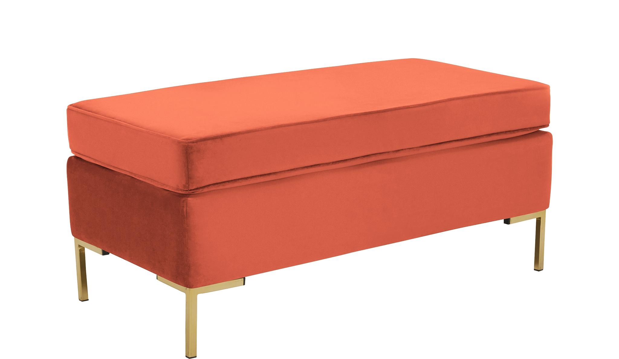 Orange Dee Mid Century Modern Bench with Storage - Key Largo Coral - Image 1