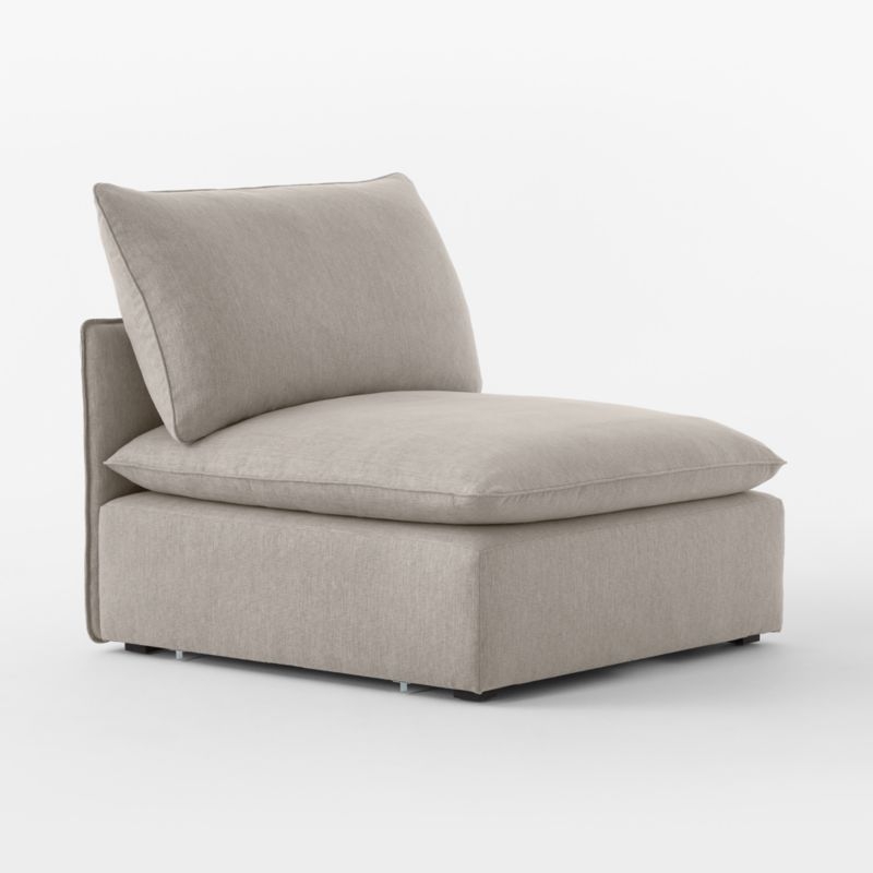 Lumis Grey Performance Fabric Deep Depth Armless Chair - Image 2