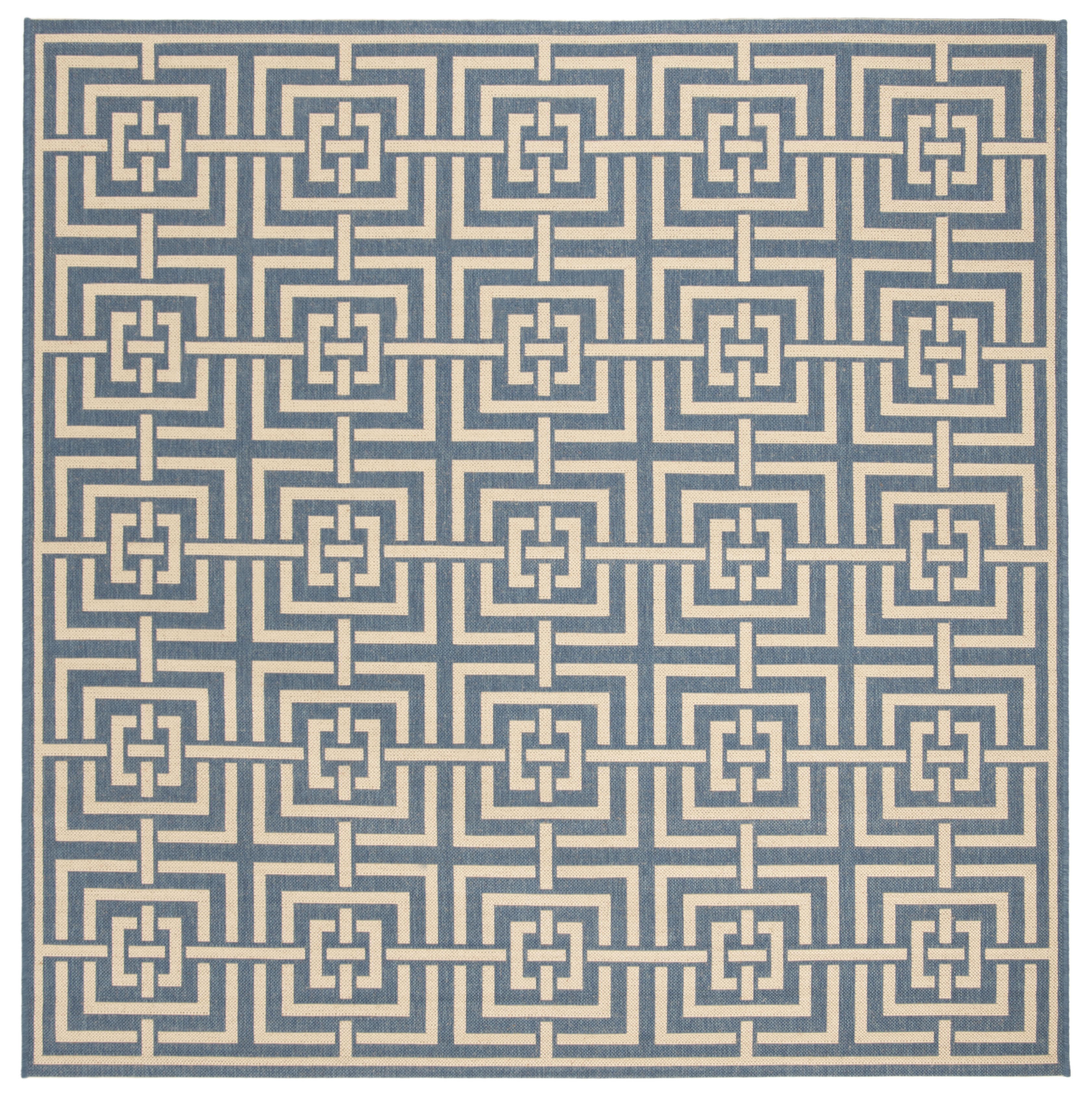 Arlo Home Indoor/Outdoor Woven Area Rug, LND128M, Blue/Cream,  6' 7" X 6' 7" Square - Image 0