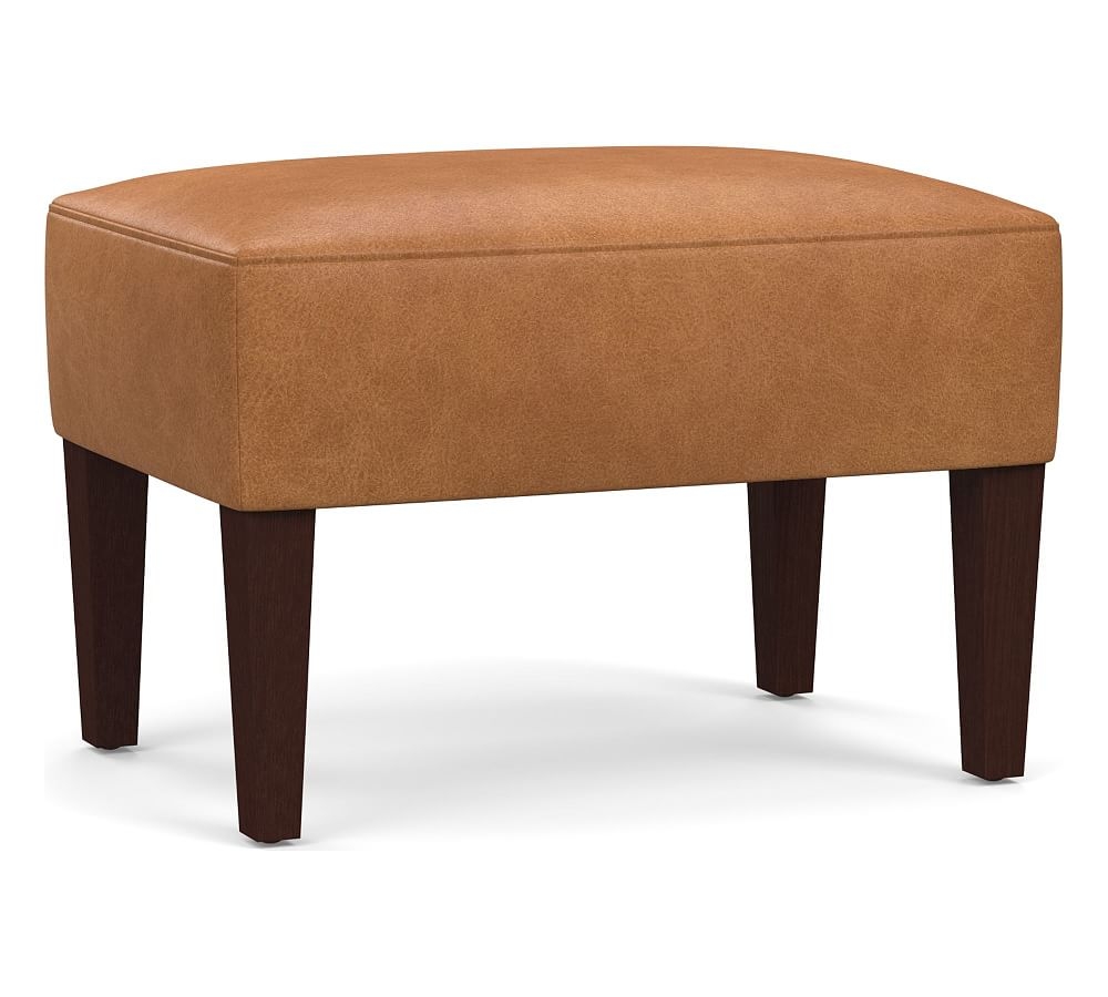 Champlain Leather Ottoman, Polyester Wrapped Cushions, Churchfield Camel - Image 0