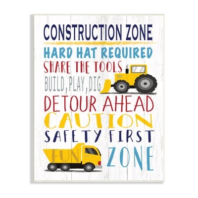 Kid's Construction Zone Room Sign Fun Trucks - Image 0