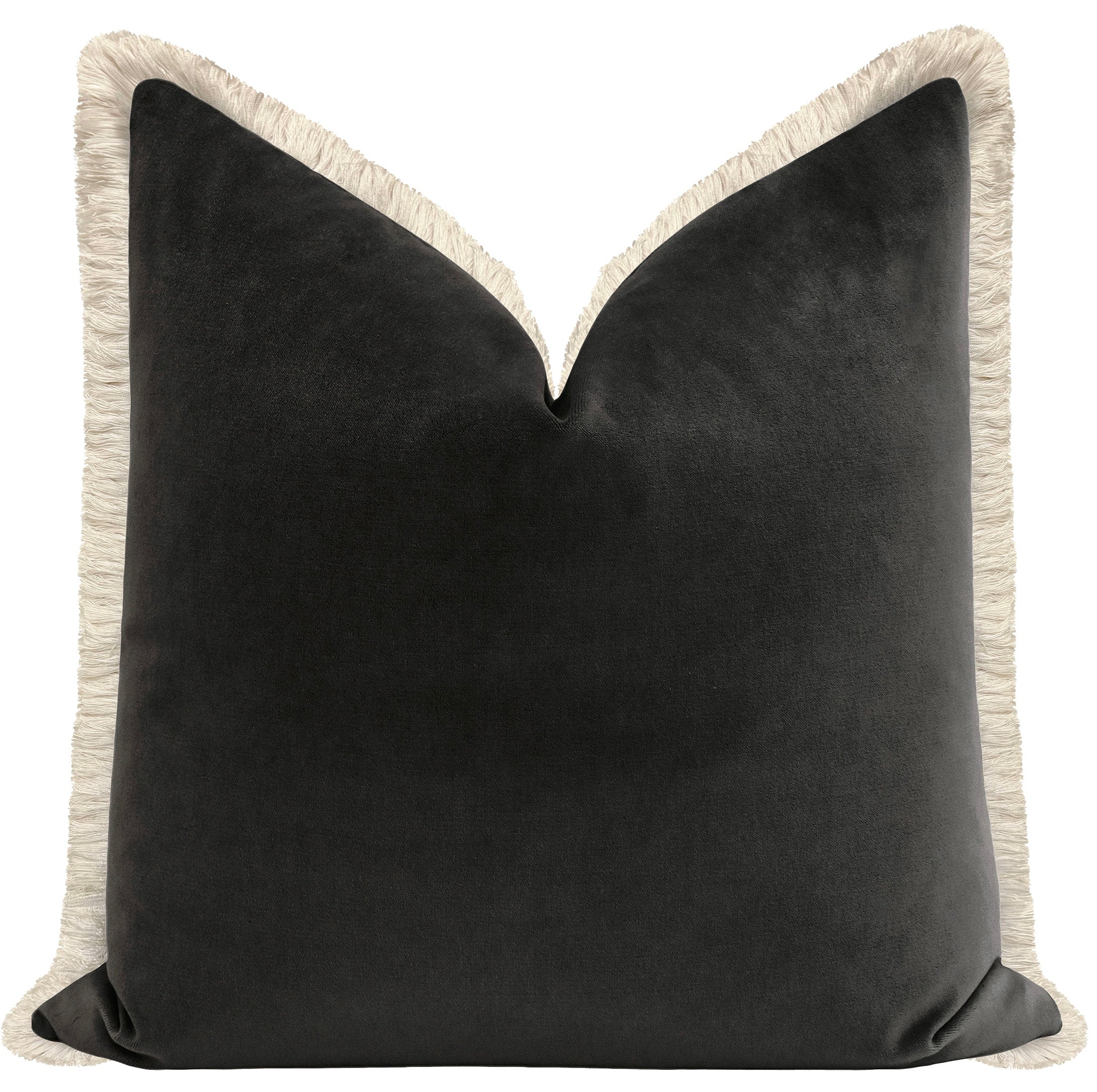 SOCIETY VELVET // GRAPHITE + FRINGE - Sample 4" X 4" / Natural Fringe - Image 0