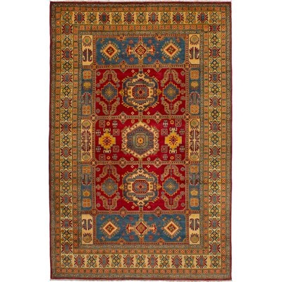 One-of-a-Kind Noriko Hand-Knotted Blue/Brown/Red 6'5" x 10'1" Wool Area Rug - Image 0