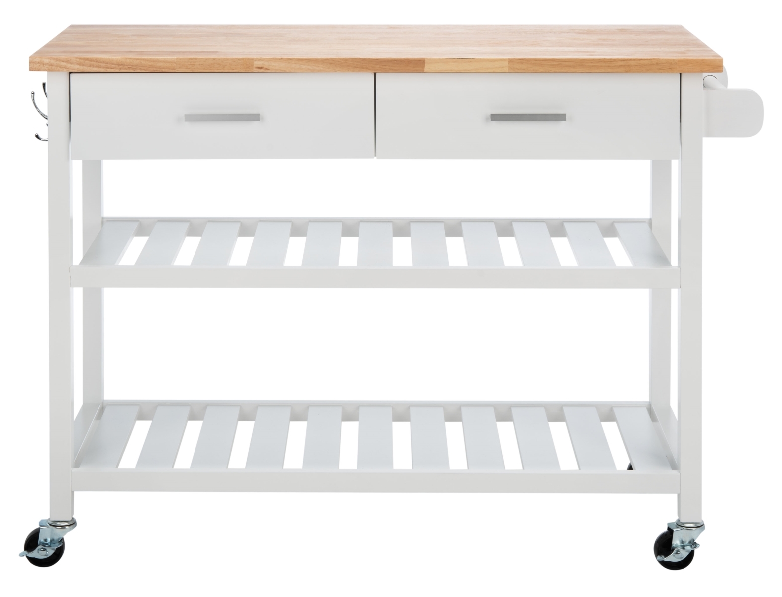 Kiko 2 Drawer 2 Shelf Kitchen Cart - White / Natural - Safavieh - Image 0