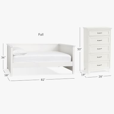 Hampton Daybed & 5-Drawer Tall Dresser Set, Twin, Simply White - Image 1
