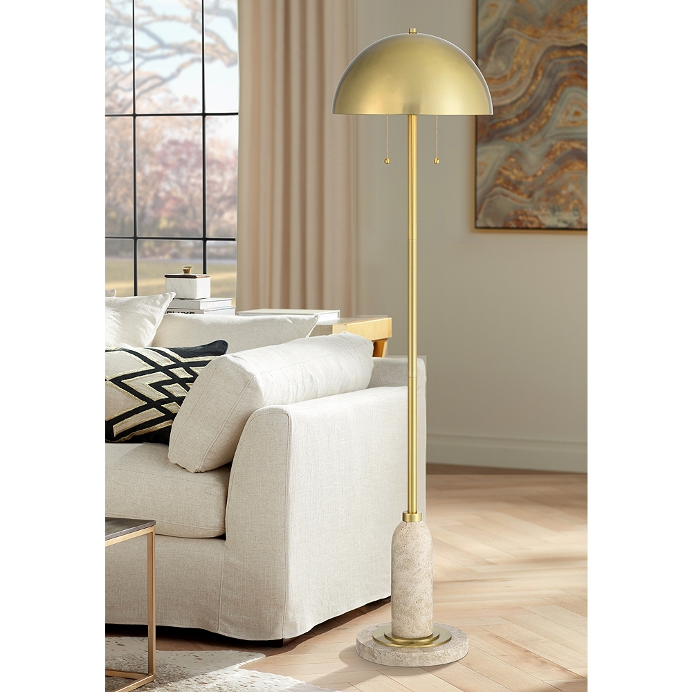 Possini Euro Medbury 61 1/2" High Brass Dome Modern Floor Lamp - Image 0