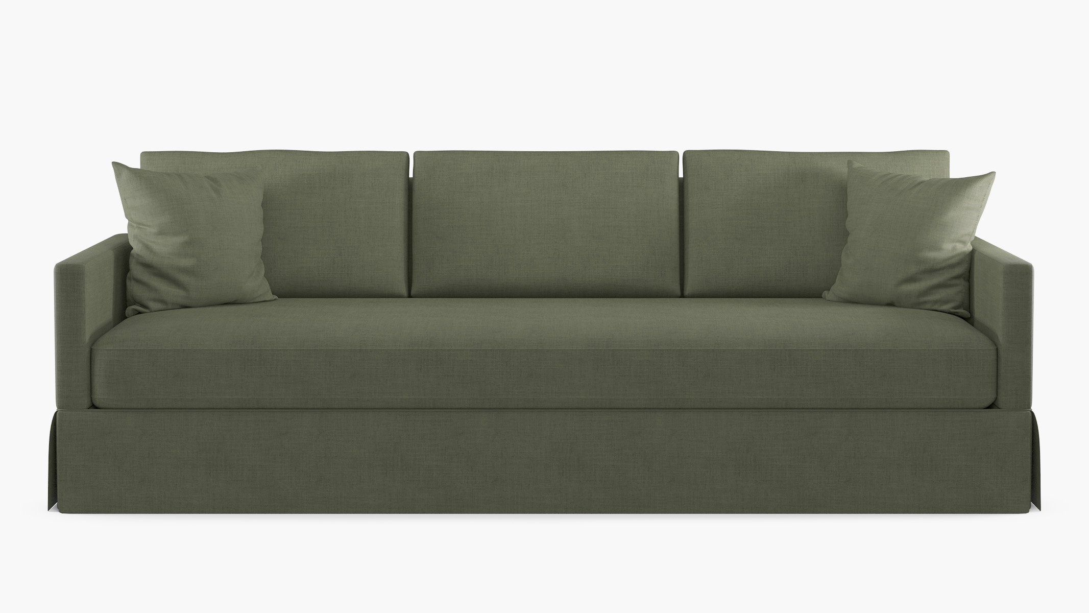 Skirted Track Arm Sofa, Moss Luxe Linen, Standard (39") - Image 0