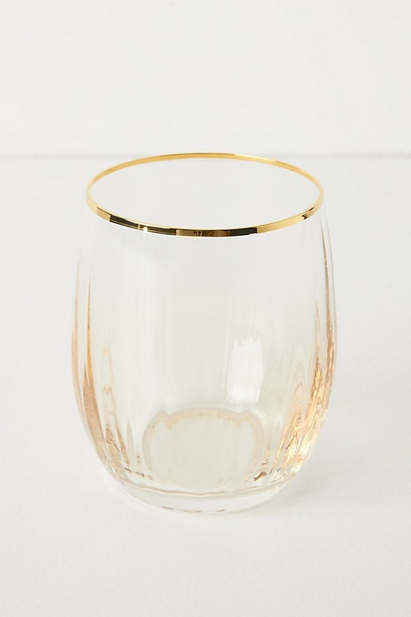 Waterfall Stemless Wine Glasses, Set of 4 By Anthropologie in Yellow Size S/4 wine glass - Image 0