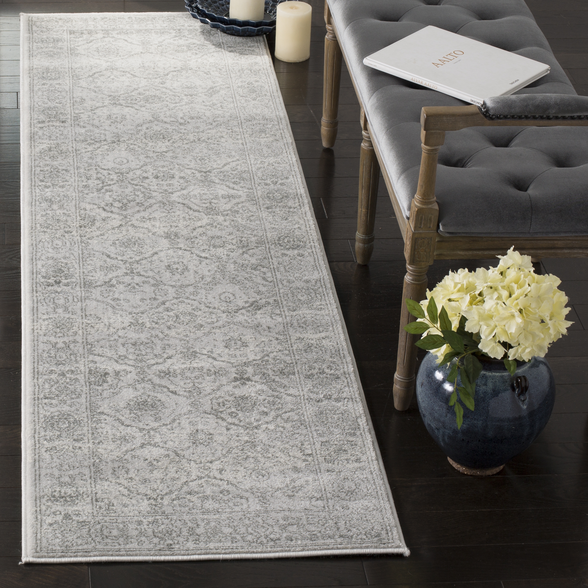 Arlo Home Woven Area Rug, CNG691G, Light Grey/Grey,  2' 3" X 8' - Image 1