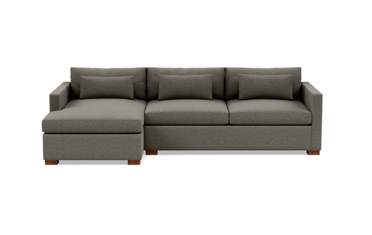 Charly Sleeper Sleeper Sectional with Grey Shade Fabric, extended chaise, and Oiled Walnut legs - Image 0
