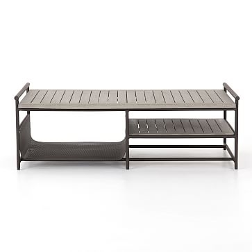 Teak and Aluminum Outdoor Coffee Table, Brown - Image 3