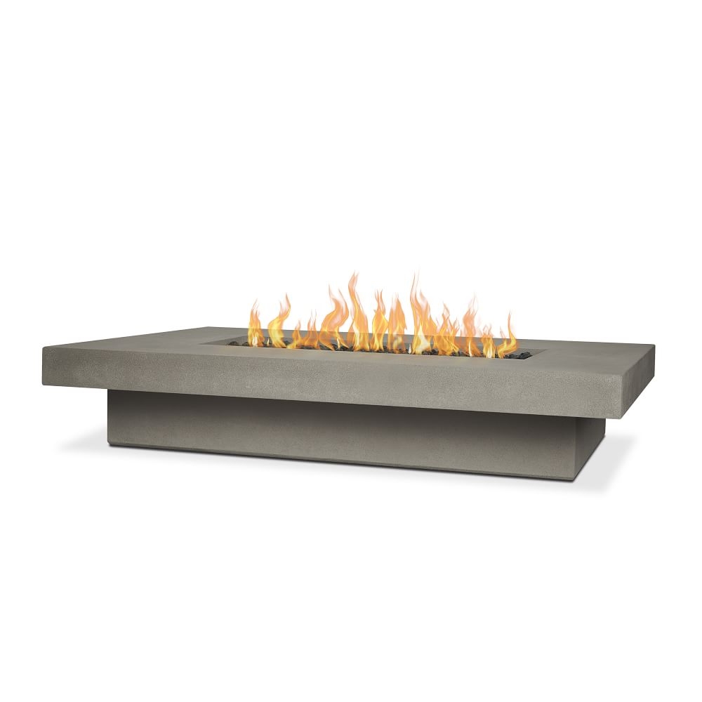 Concrete Lipped Rectangle Fire Table, 72", Flint - Image 0