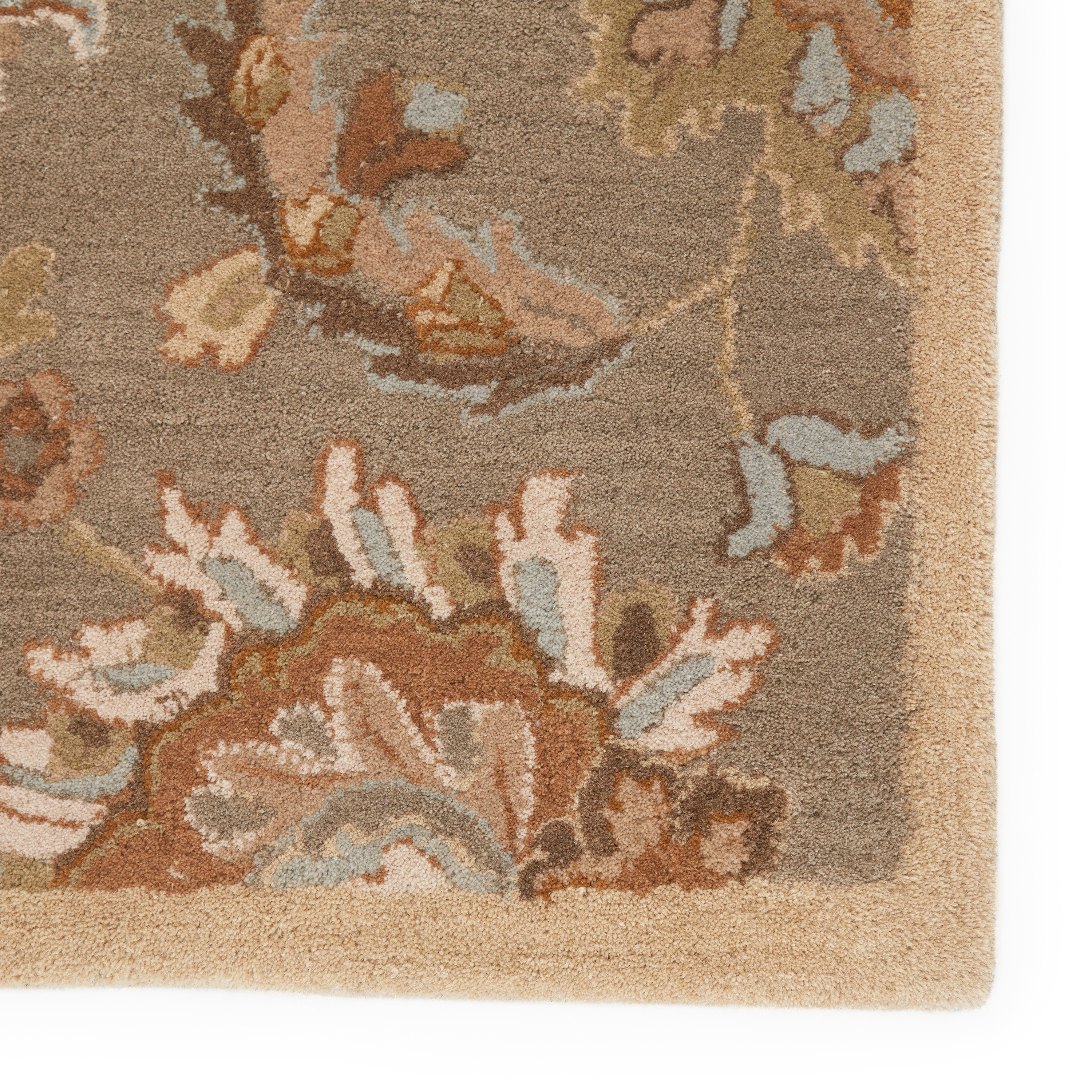Abers Handmade Floral Gray/ Beige Area Rug (10' X 14') - Image 3